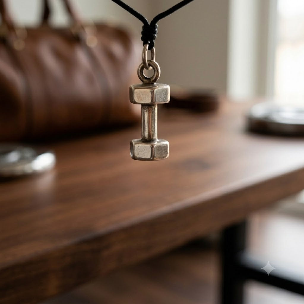 Mini Dumbbell Necklace Sterling-silver Brass Charm Necklace Pendant Jewelry