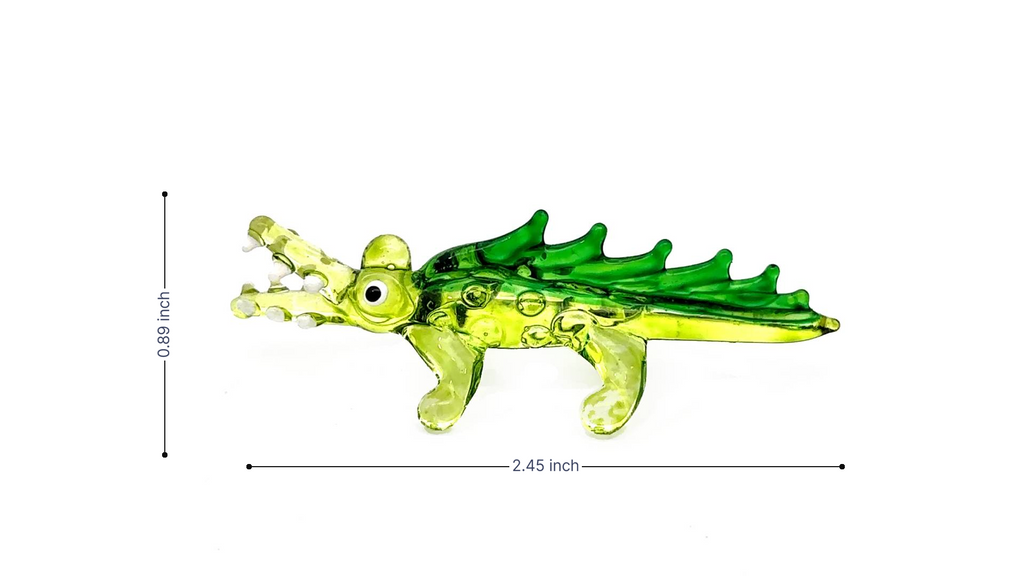 Green Crocodile Blown Glass Figurine Collectible Miniature Garden Decoration