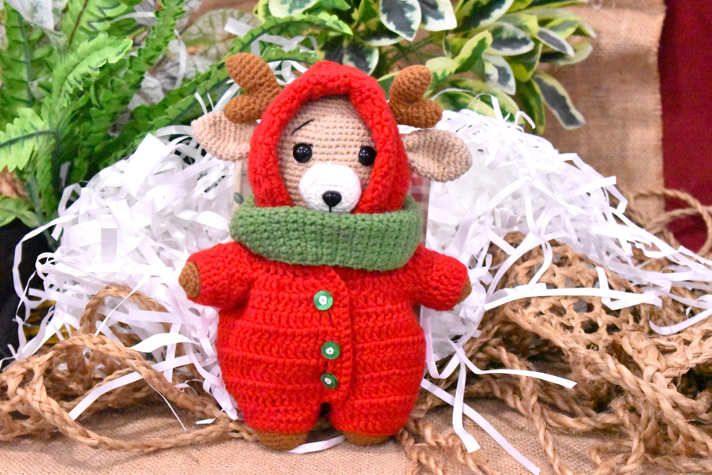 Christmas Deer Handmade Amigurumi Stuffed Toy Knit Crochet Doll VAC