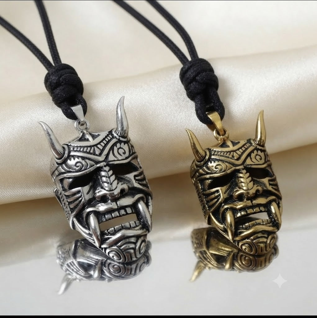 Devil Worshiper Satan Mask 925 Sterling Silver Gold Brass Necklace Jewelry