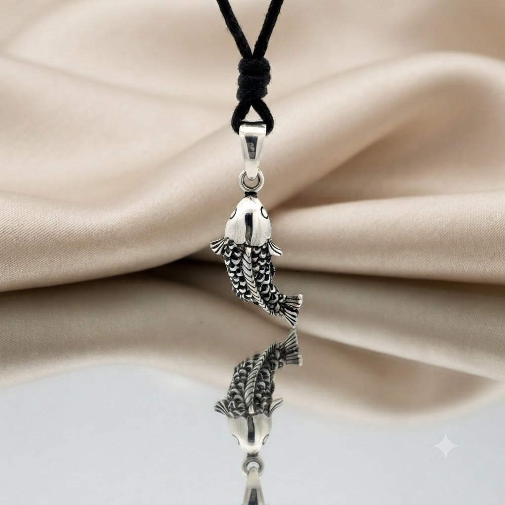 Fish 92.5 Sterling Silver Brass Charm Necklace Pendant Marine Melody Jewelry