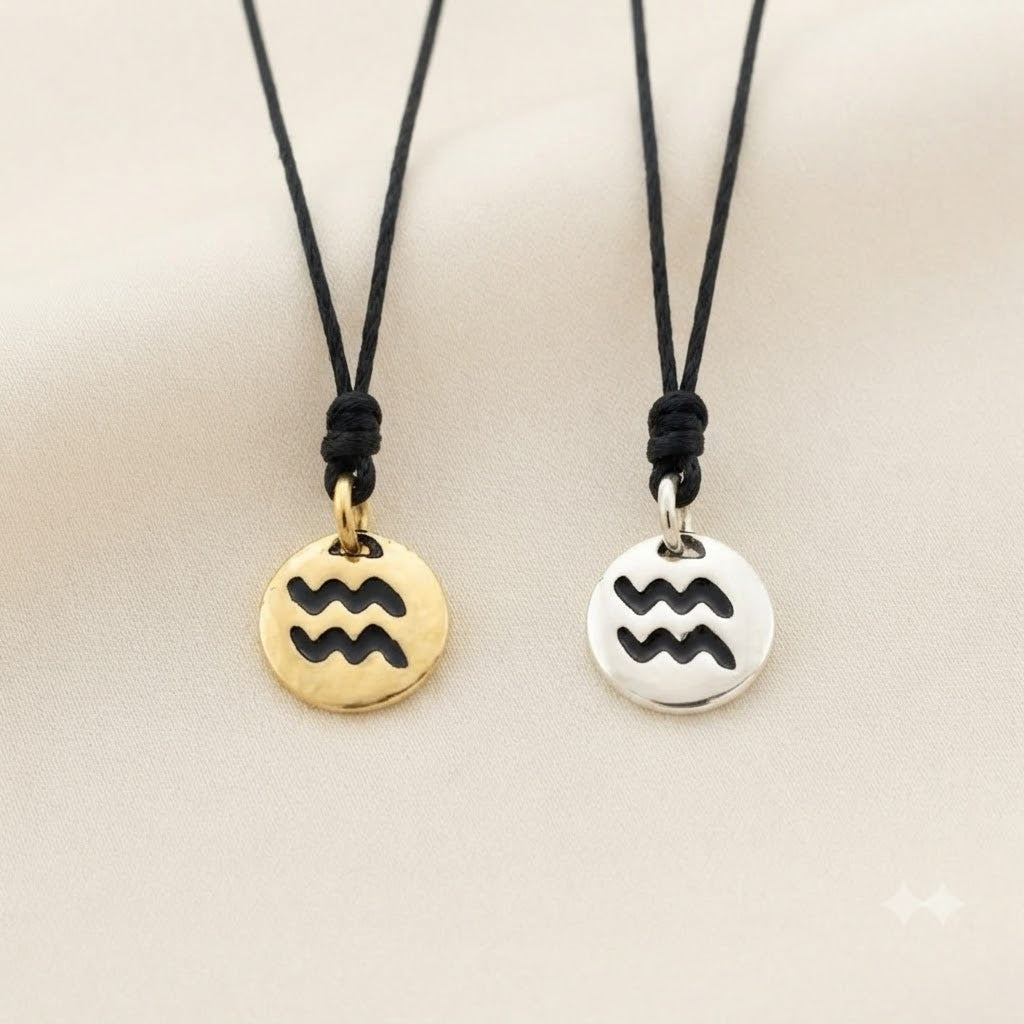 Astrology Gold 92.5 Sterling Silver Brass Charm Necklace Pendant Horoscope Zodiac