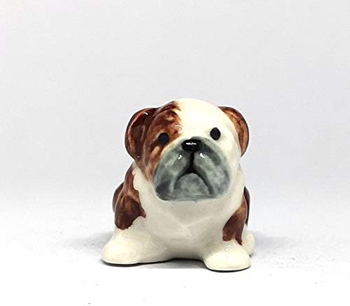 Cute Pitbull Dog Figurine Brown Ceramic Animals Hand Painted Home Decor