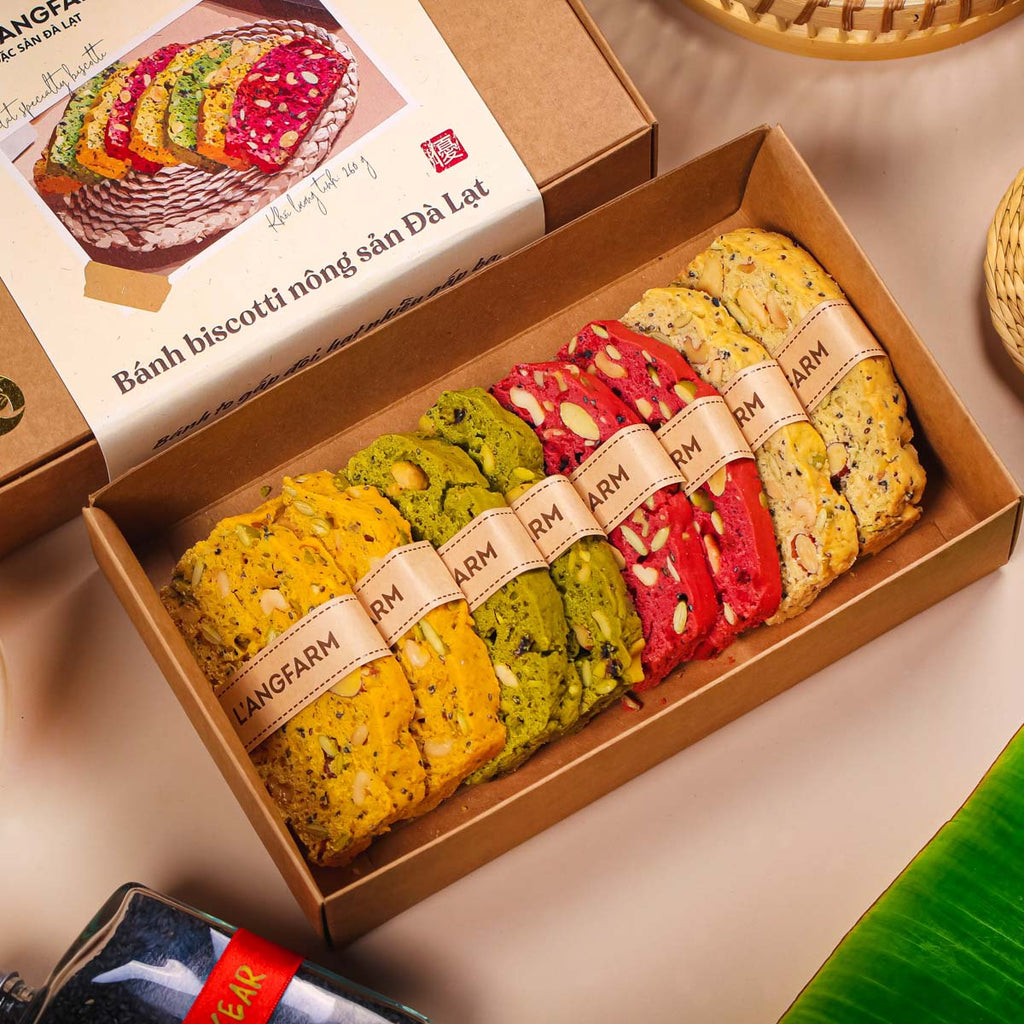 Langfarm-Biscotti Cookies Raisu Style Box 4 Unique Flavors 260g