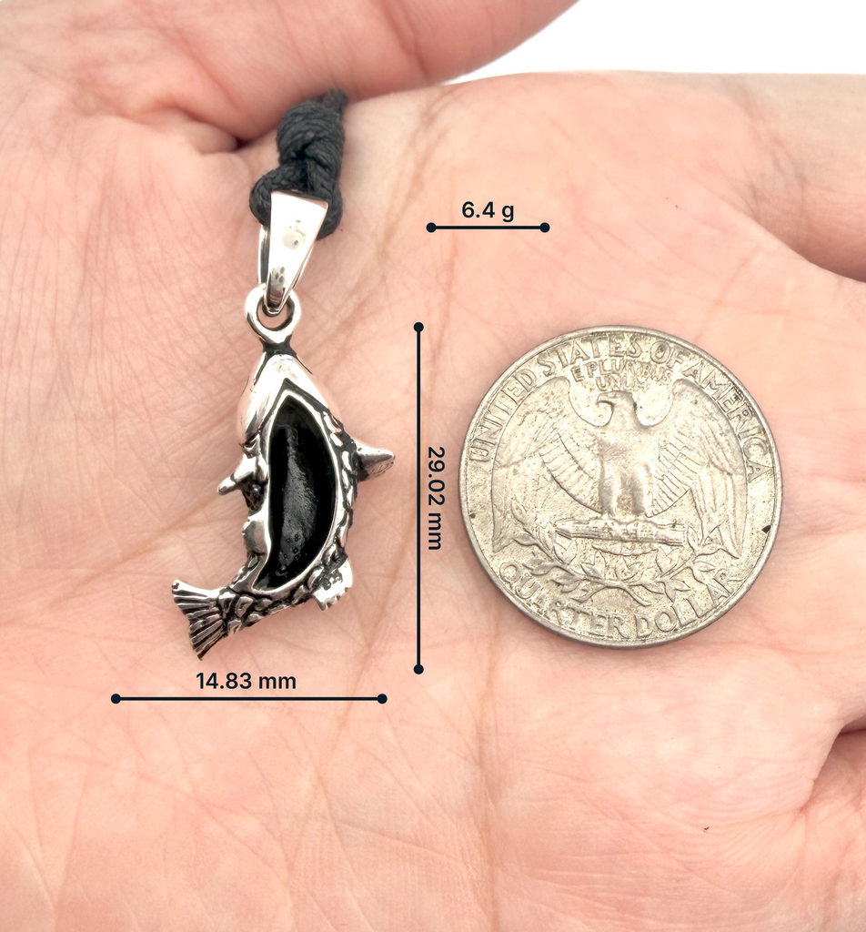 Fish 92.5 Sterling Silver Brass Charm Necklace Pendant Marine Melody Jewelry