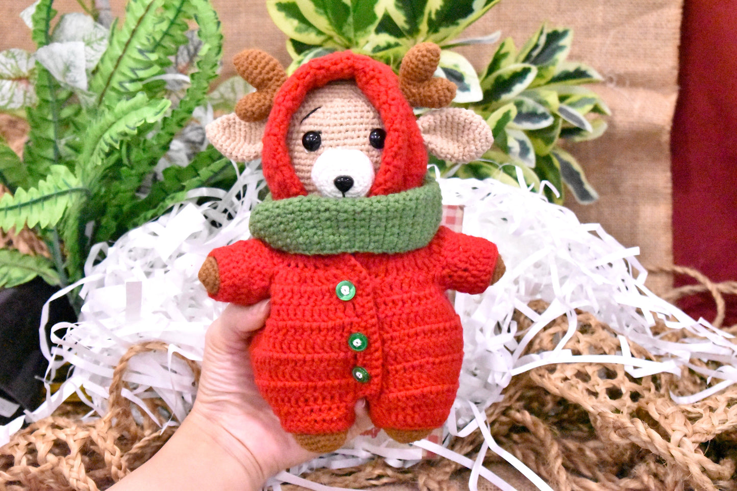 Christmas Deer Handmade Amigurumi Stuffed Toy Knit Crochet Doll VAC