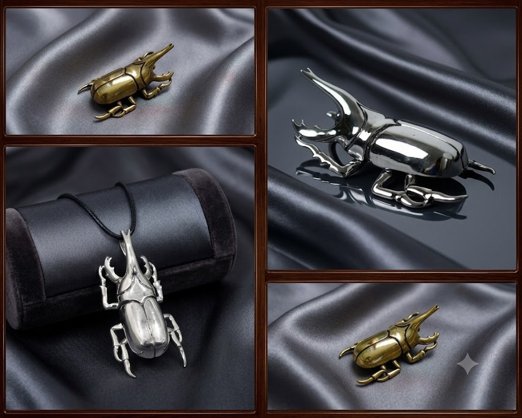 Hercules Maybug 92.5 Sterling Silver Gold Brass Charm Necklace Pendant Jewelry