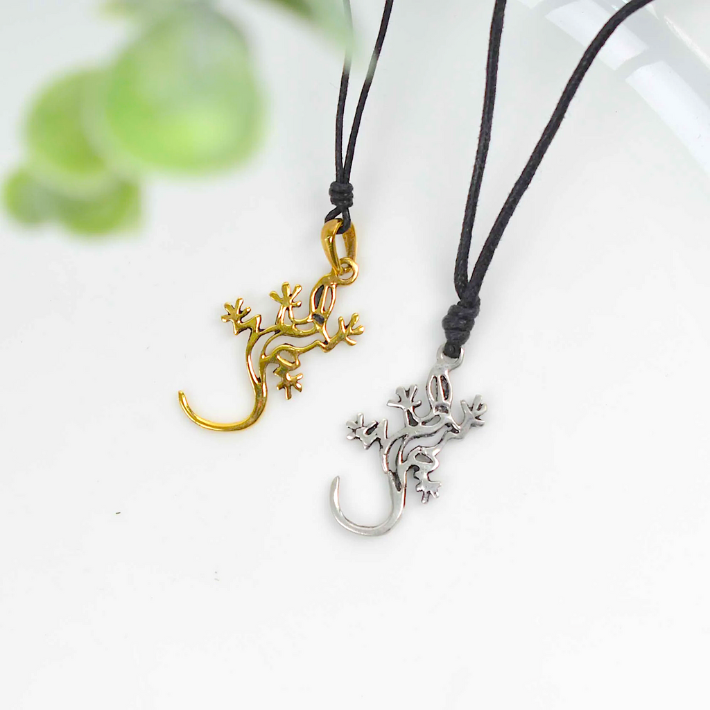 Flawless Lizard 92.5 Sterling Silver Gold Brass Necklace Pendant Jewelry