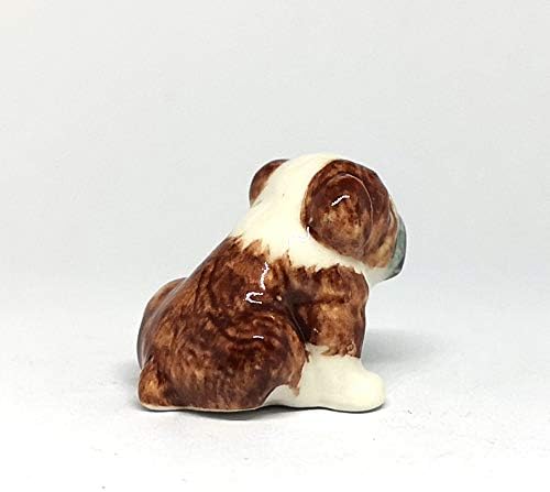 Cute Pitbull Dog Figurine Brown Ceramic Animals Hand Painted Home Decor