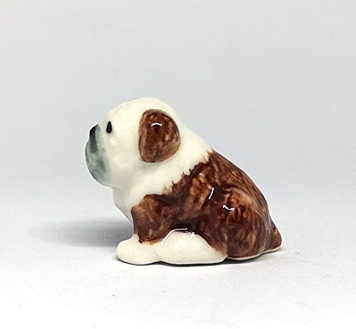 Cute Pitbull Dog Figurine Brown Ceramic Animals Hand Painted Home Decor