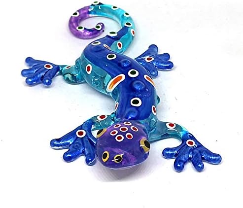 Colorful Glass Gecko Figurine Miniature Hand Blown Lampwork Animal Statue Decor
