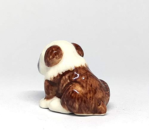 Cute Pitbull Dog Figurine Brown Ceramic Animals Hand Painted Home Decor