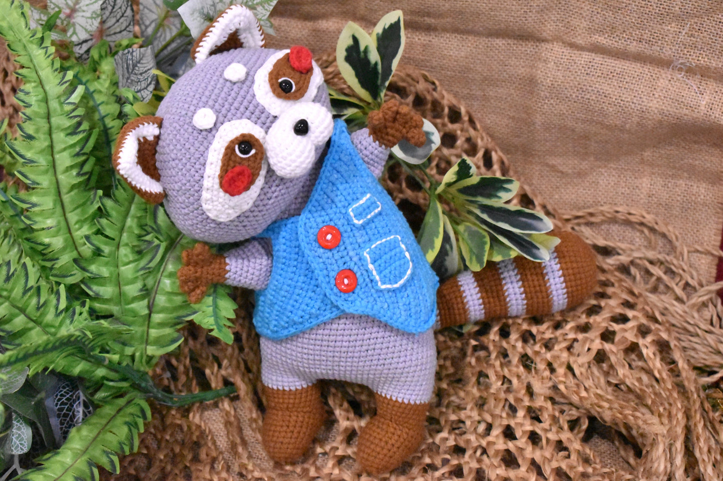 Cute Grey Weasel Handmade Amigurumi Stuffed Toy Knit Crochet Doll VAC