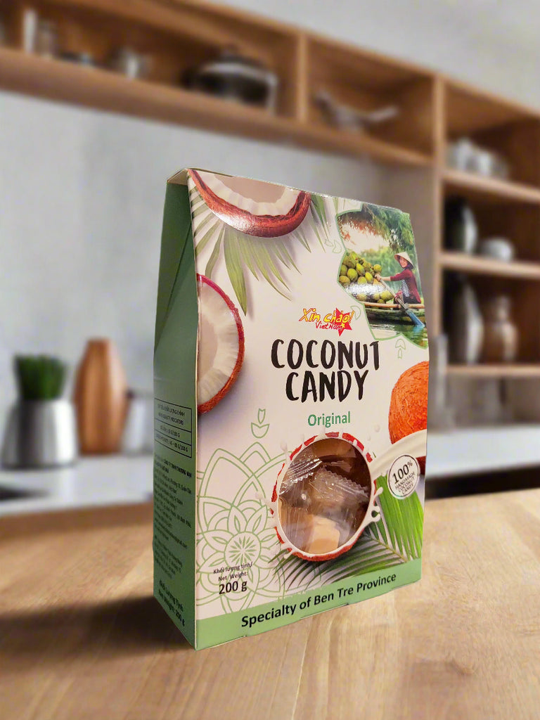 Xin Chào Việt Nam Coconut Candy Box With Traditional/ Durian/ Coffee -Flavored Coconut Candy 200g
