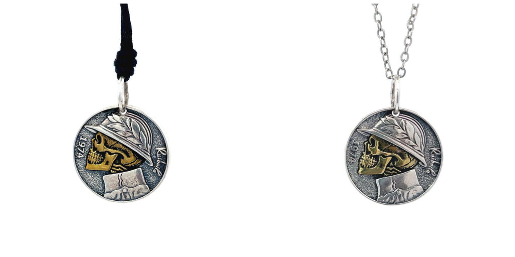 Gothic Skull Head Hip Hop Style Sterling Silver Gold Brass Pendant Necklace