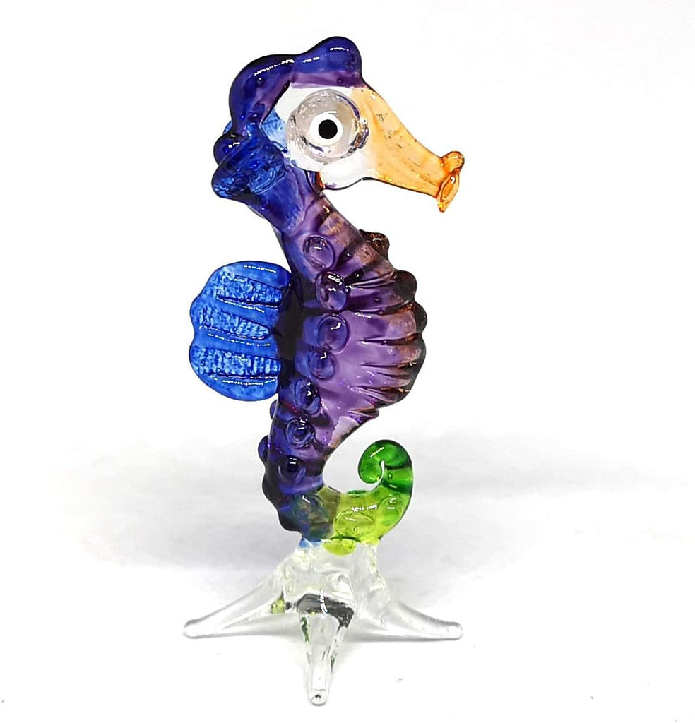 Coastal Blown Glass Figurine Seahorse Aquarium Home Decor Marine Life Spirit Animal Totem