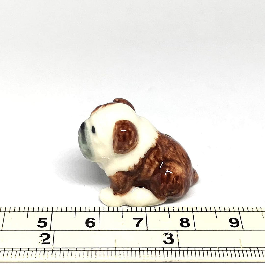 Cute Pitbull Dog Figurine Brown Ceramic Animals Hand Painted Home Decor
