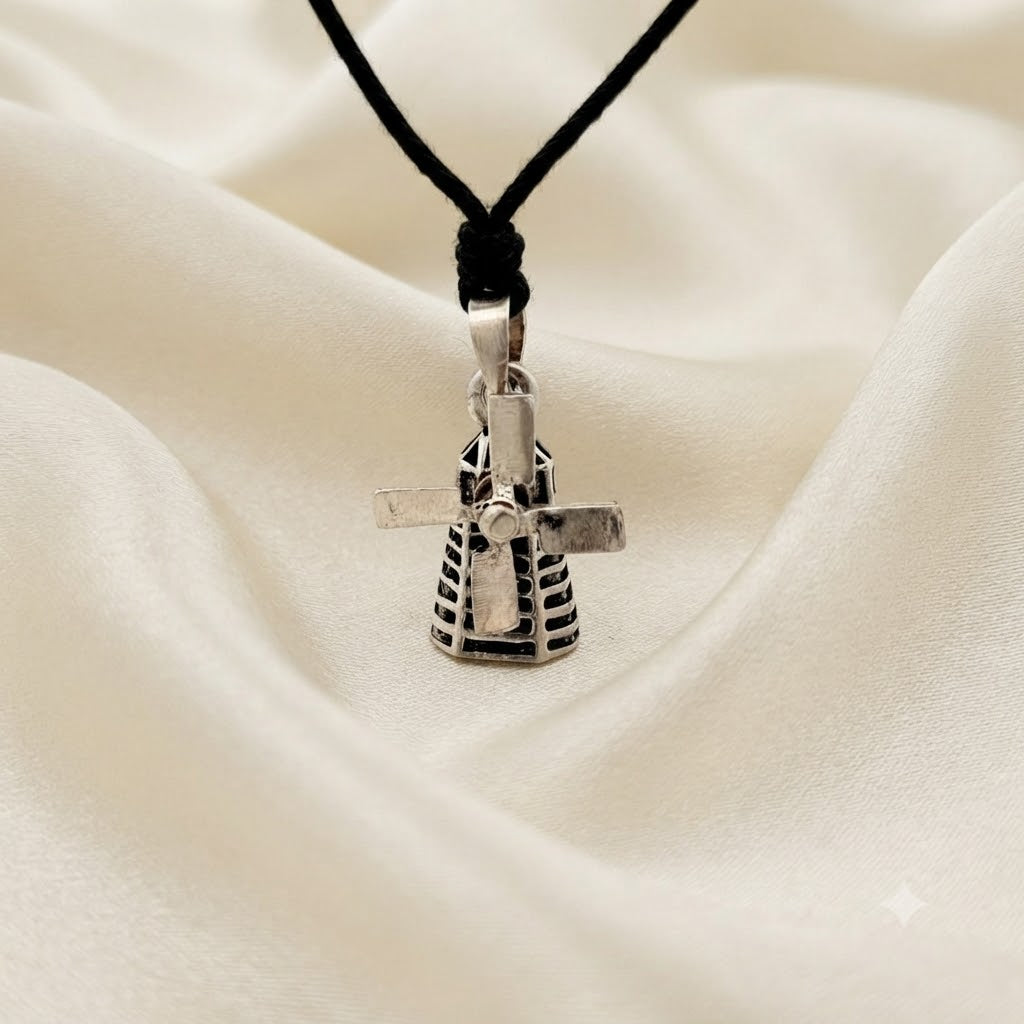 Vintage Dutch Windmill 92.5 Sterling Silver Necklace Pendant Jewelry.