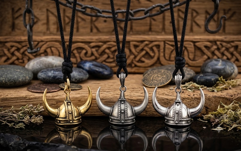 Viking Helmet Norway Sterling Silver Pewter Brass Charm Necklace Pendant Jewelry