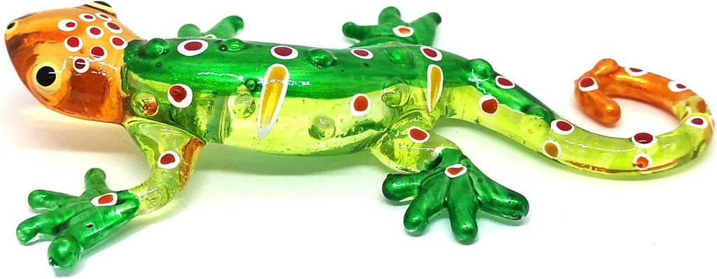 Colorful Glass Gecko Figurine Miniature Hand Blown Lampwork Animal Statue Decor