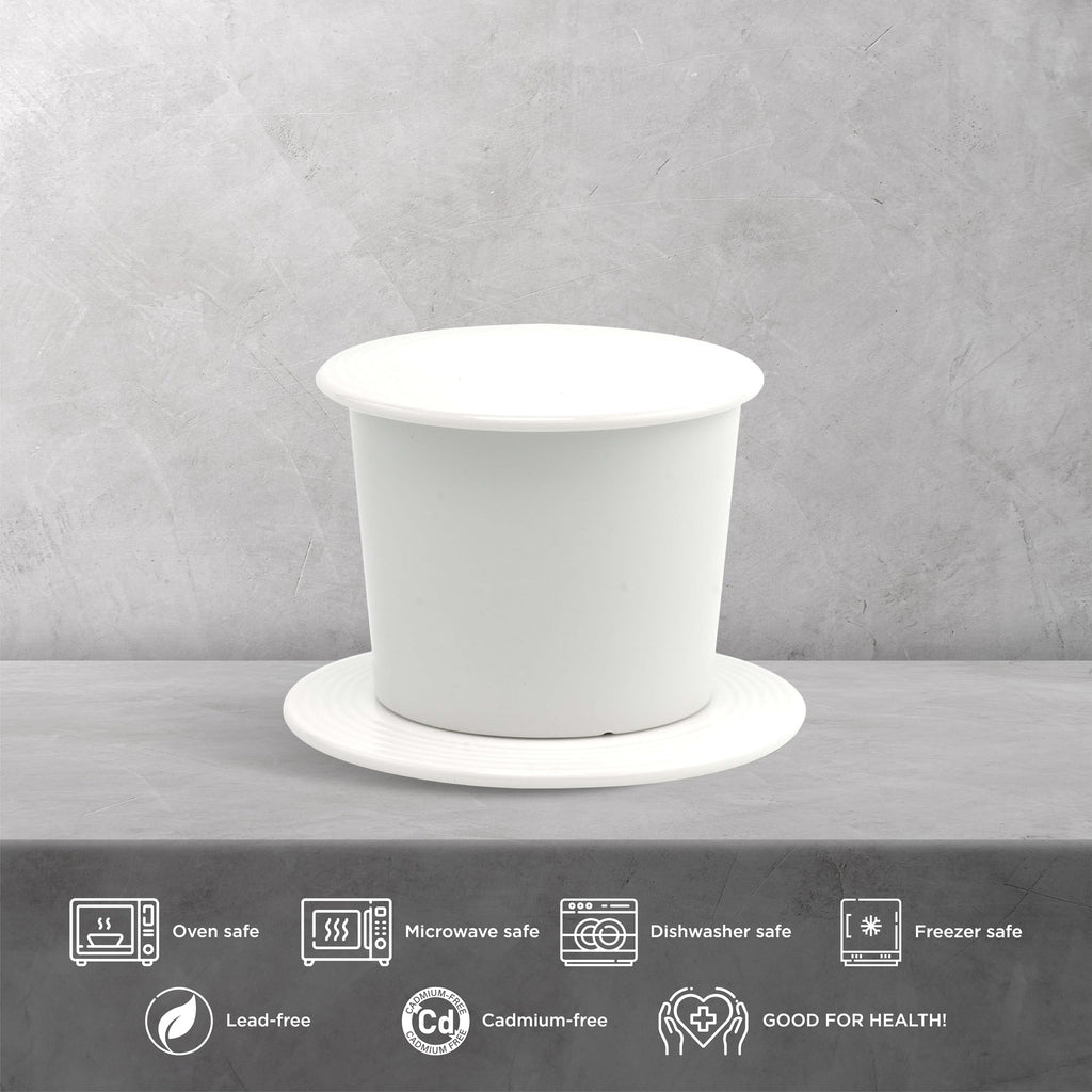 Minh Long Porcelain Coffee Filter for single cup 5.75 oz, Vietnamese Coffee Filter Set, Vietnamese Coffee Maker or Press, Slow Drip Paperless, Non-Electric Pour Over Coffee Dripper, Easy to clean