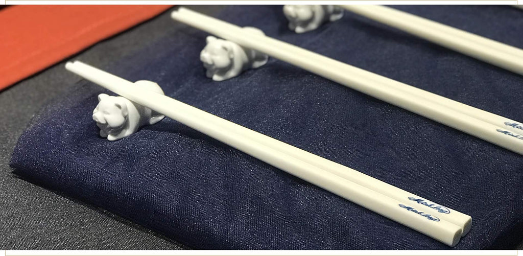 Minh Long Premium Porcelain Ceramic Chopsticks with Gift Box - 9.6 inches (6 pairs, ivory white)