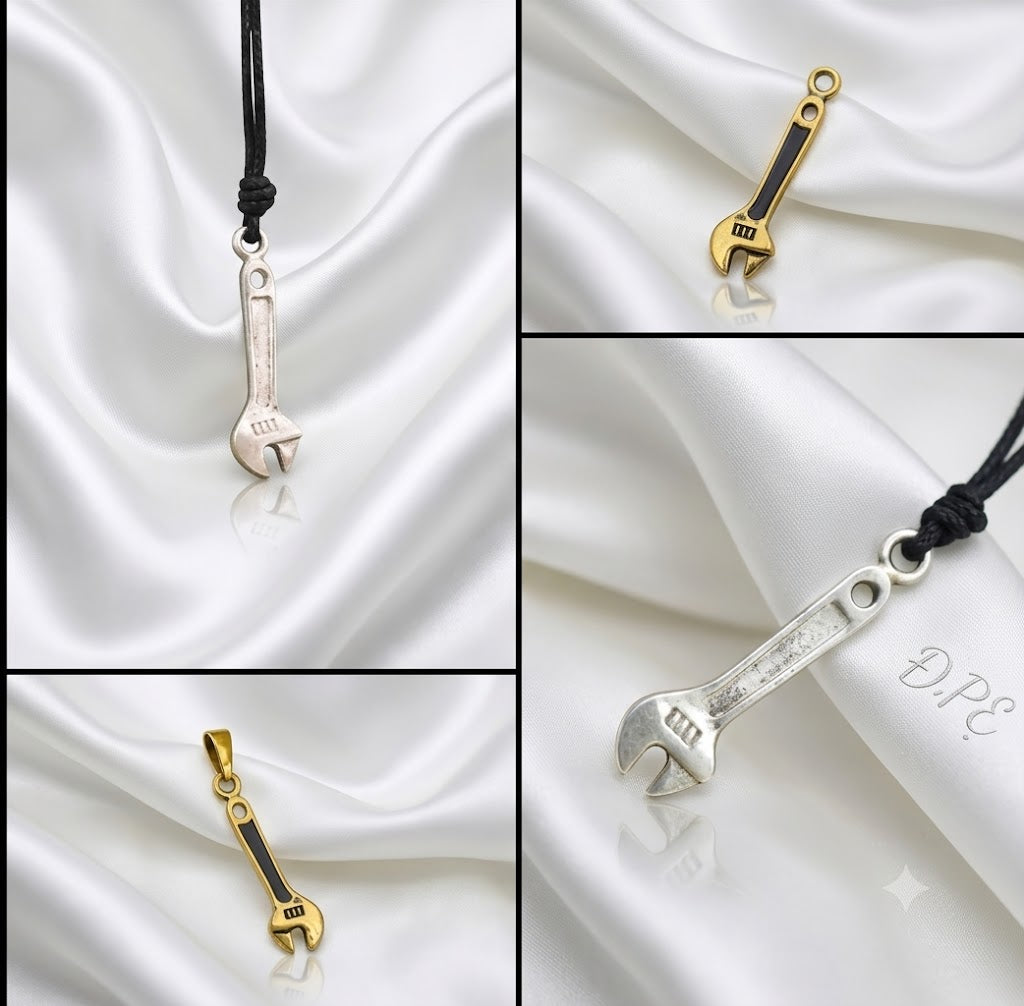 Adjustable Spanner 92.5 Sterling Silver Gold Brass Necklace Pendant Jewelry