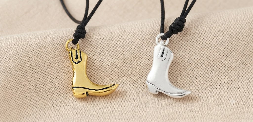 Women's Boots Pendant Sterling Silver Gold Brass Charm Necklace Pendant Jewelry