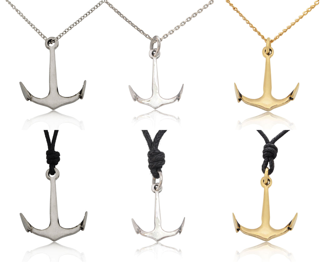 Anchor Ship Boat Pewter Sterling-silver Brass Charm Necklace Pendant Jewelry