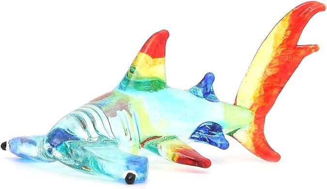 New Mini Blown Glass Shark Hammerhead Figurine Fish Aquarium Miniature Handmade