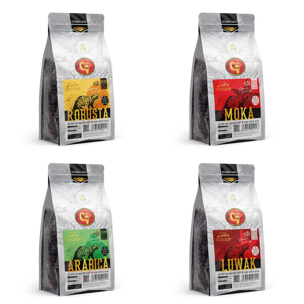 Golden Weasel Vietnamese Coffee Pure Beans Coffee Arabica Robusta Moka & Luwak 500G