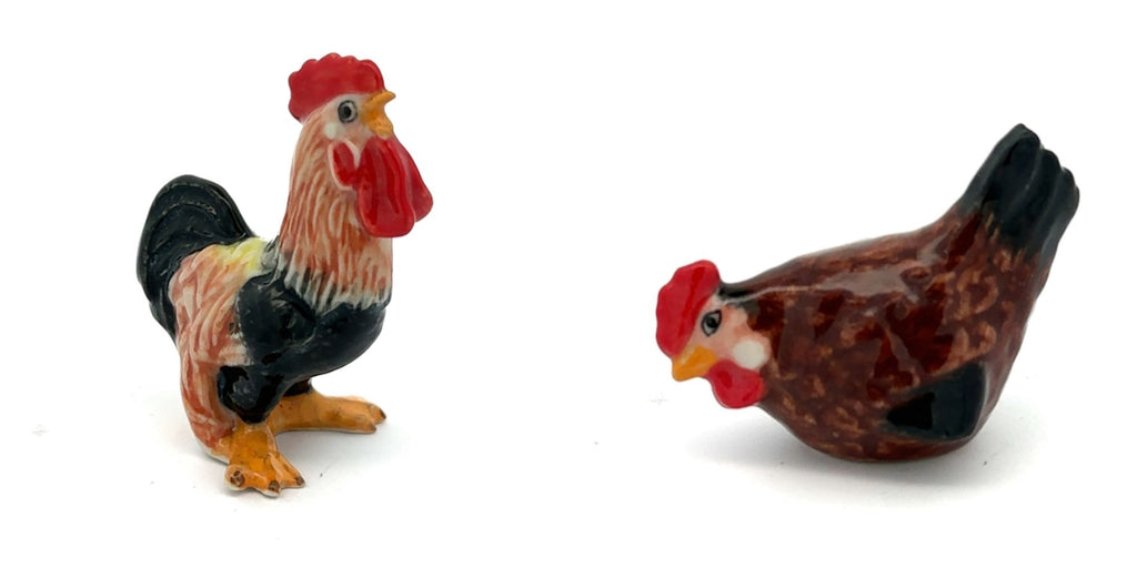 Hen & Rooster Ceramic Chicken Figurine Delightful Decorative Collectible Home Decor