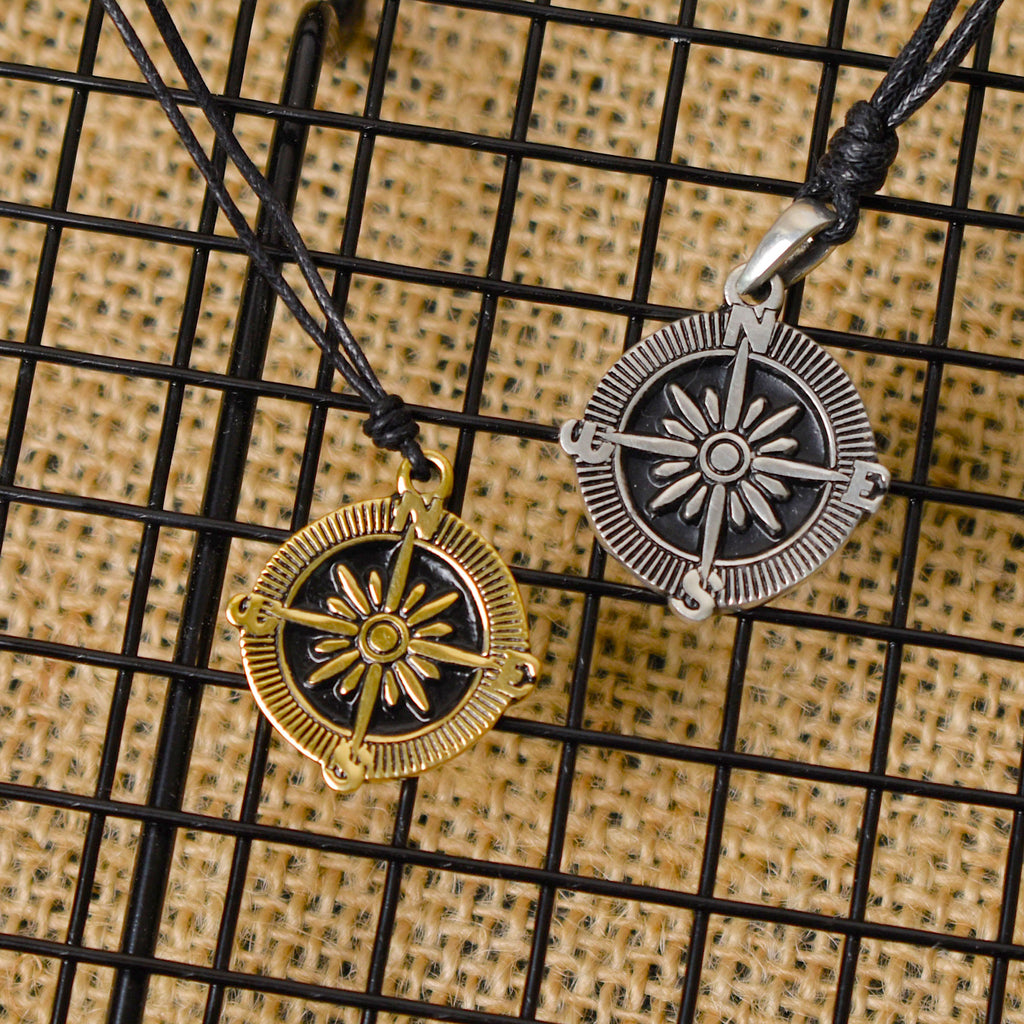 New Compass Explorer Silver Pewter Gold Brass Charm Necklace Pendant Jewelry