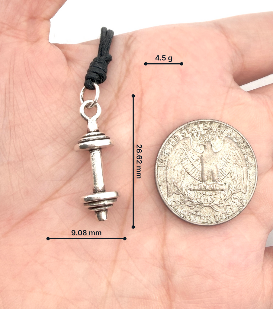 Mini Dumbbell Necklace Sterling-silver Brass Charm Necklace Pendant Jewelry