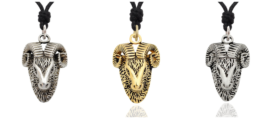 Ram Head Goat Baphomet Pagan God 92.5 Sterling Silver Necklace Pendant Jewelry