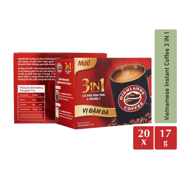 Highlands Coffee Vietnamese Instant Coffee 3 in 1 Coffee Box 20 Sticks