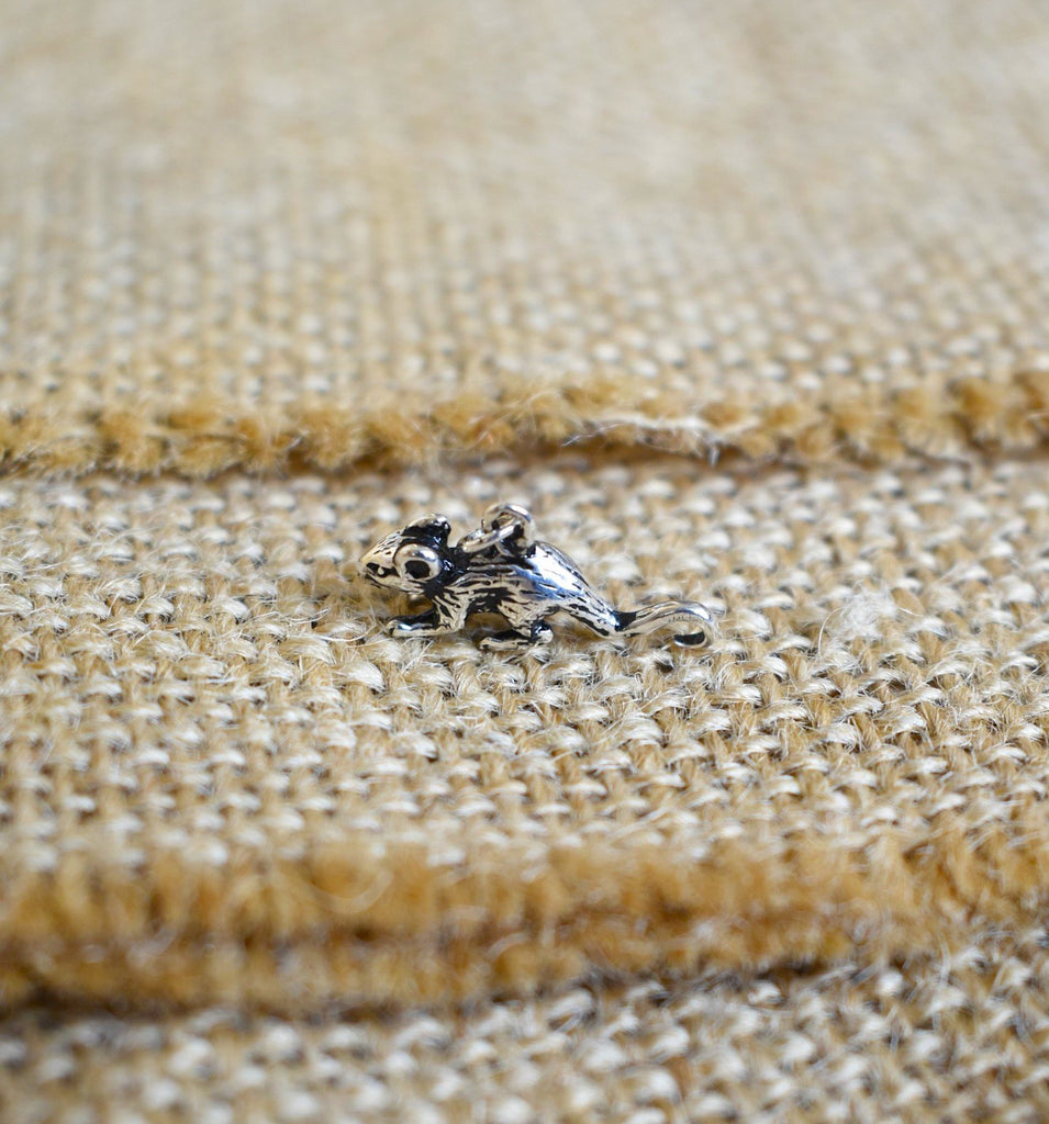 Cute Rat 92.5 Sterling Silver Gold Brass Charm Necklace Pendant Jewelry