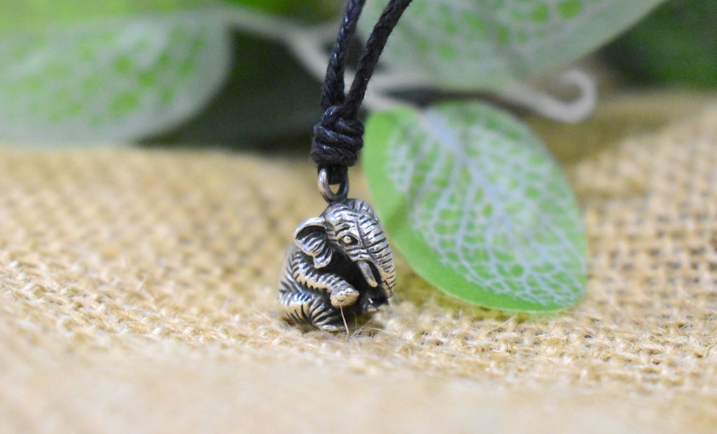 Sitting Elephant 92.5 Sterling Silver Gold Brass Necklace Pendant Jewelry