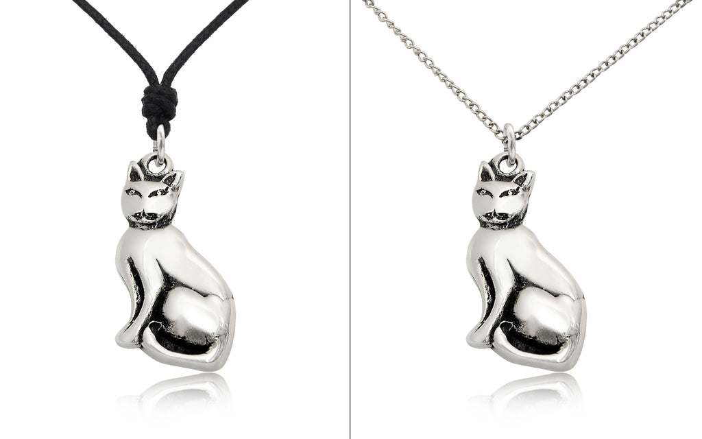 New Cat Sheba Silver Pewter Sterling Silver Gold Brass Charm Necklace Pendant Jewelry