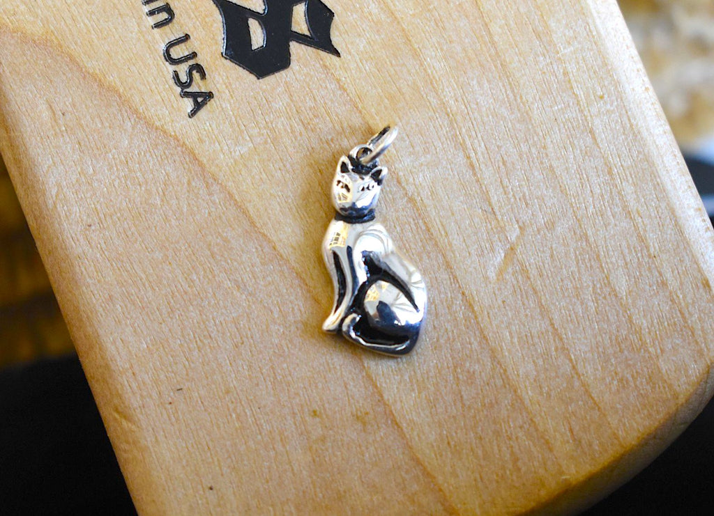 New Cat Sheba Silver Pewter Sterling Silver Gold Brass Charm Necklace Pendant Jewelry
