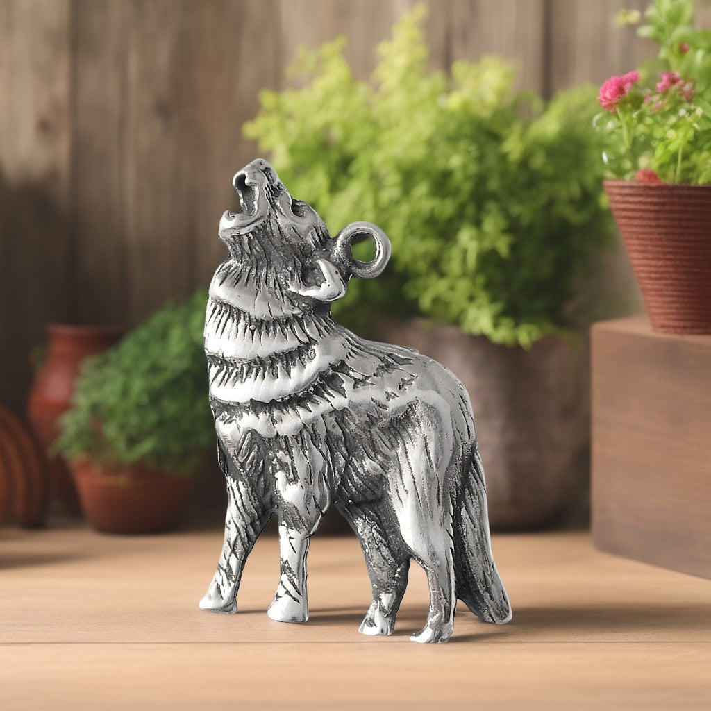 Wolf Coyote Dog 92.5 Sterling Silver Pewter Gold Brass Charm Necklace Pendant Jewelry