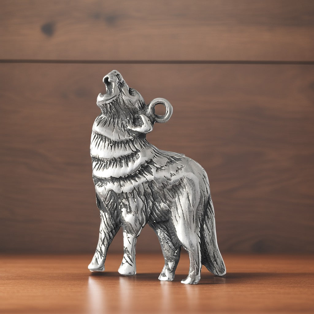 Wolf Coyote Dog 92.5 Sterling Silver Pewter Gold Brass Charm Necklace Pendant Jewelry