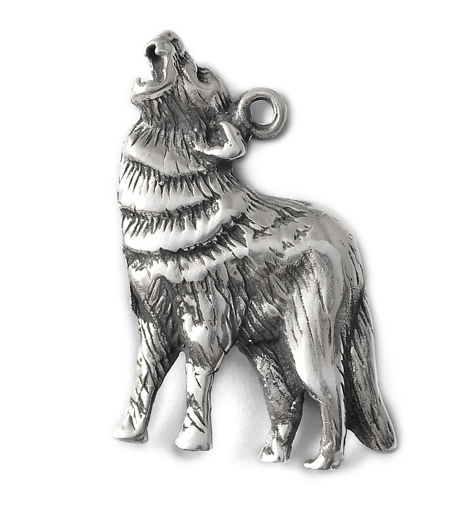 Wolf Coyote Dog 92.5 Sterling Silver Pewter Gold Brass Charm Necklace Pendant Jewelry