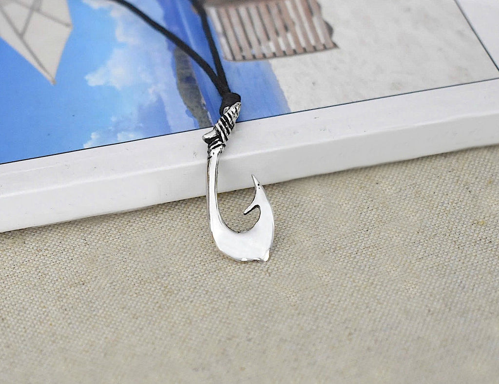 Maori Fishing Hook Sterling Silver Pewter Gold Brass Necklace Pendant Jewelry