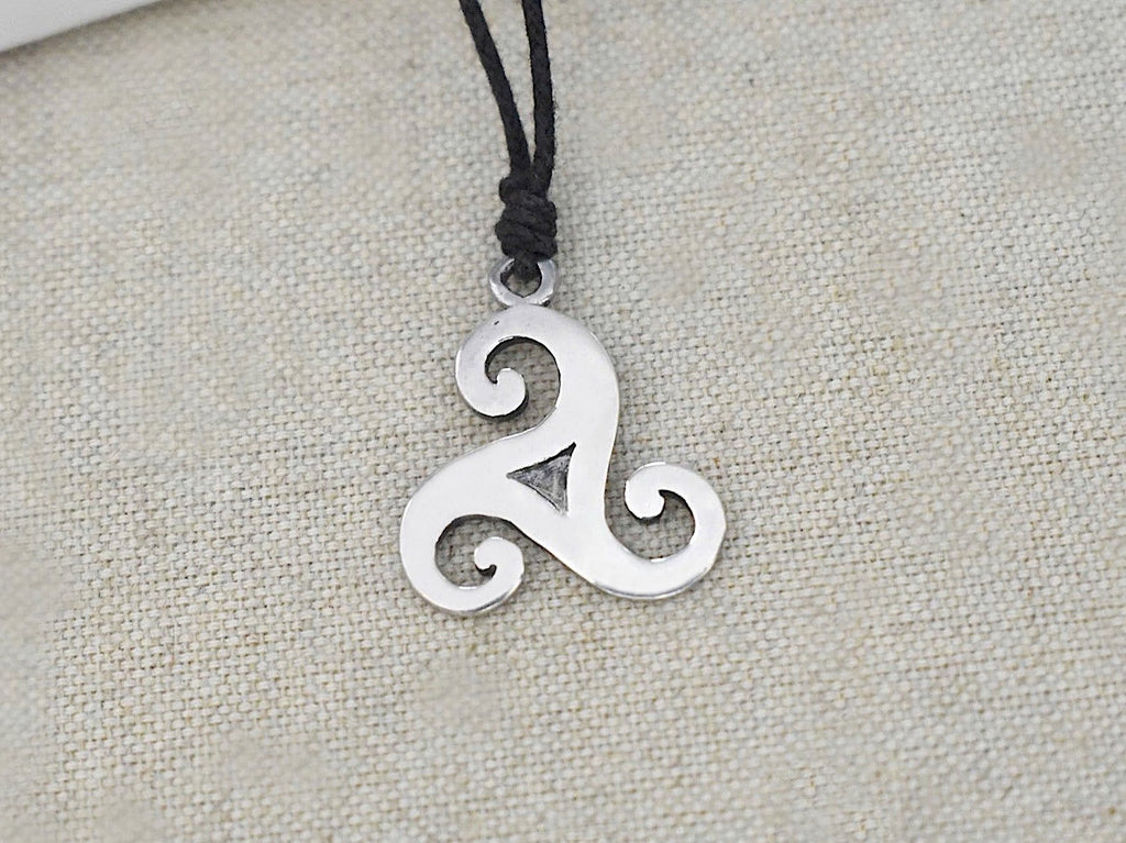 Trinity Spiral Handmade Sterling Silver Gold Brass Necklace Pendant Jewelry