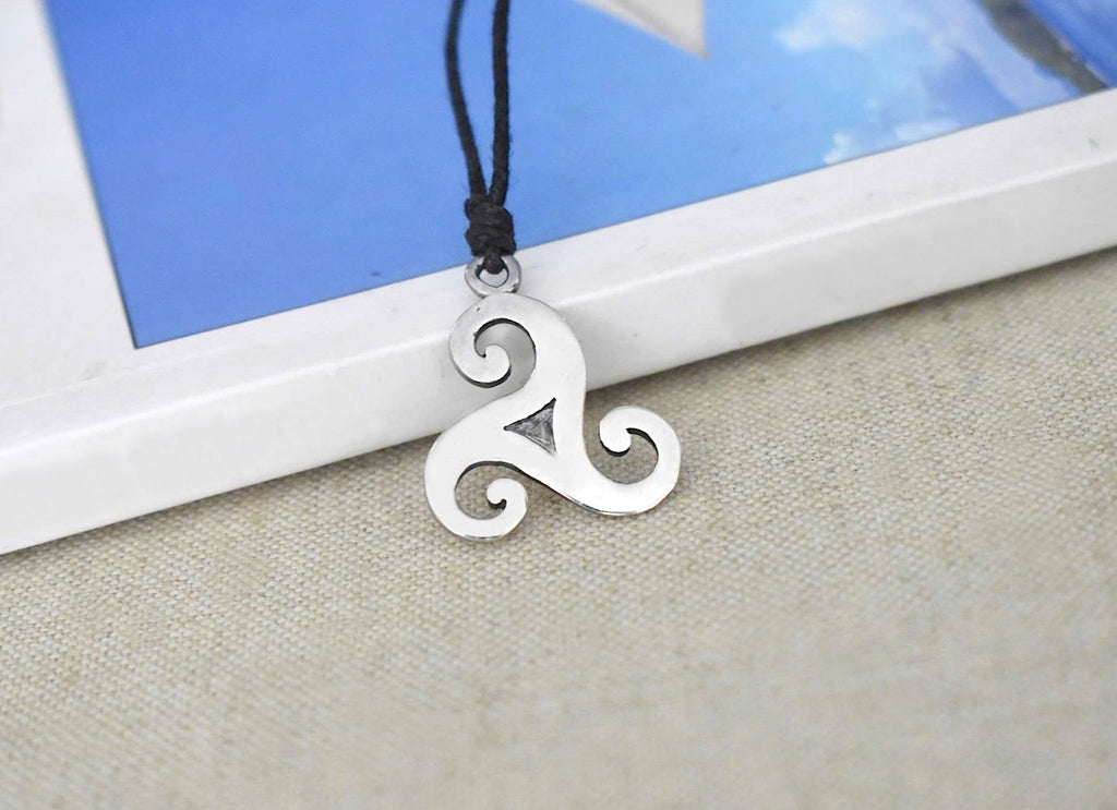 Trinity Spiral Handmade Sterling Silver Gold Brass Necklace Pendant Jewelry