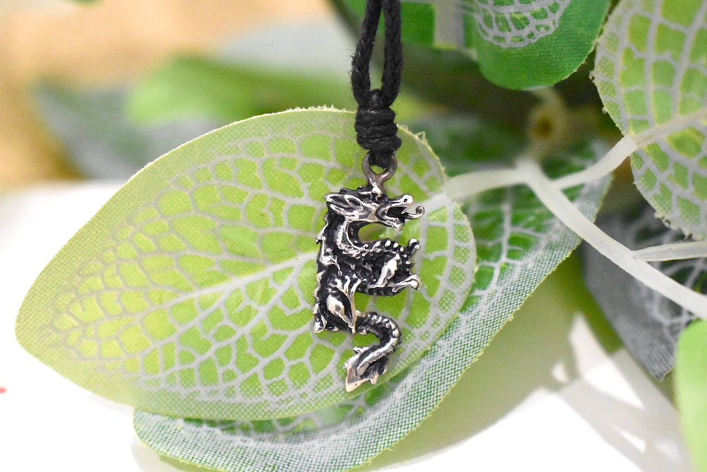 Dragon Chinese Handmade Sterling Silver Gold Brass Necklace Pendant Jewelry