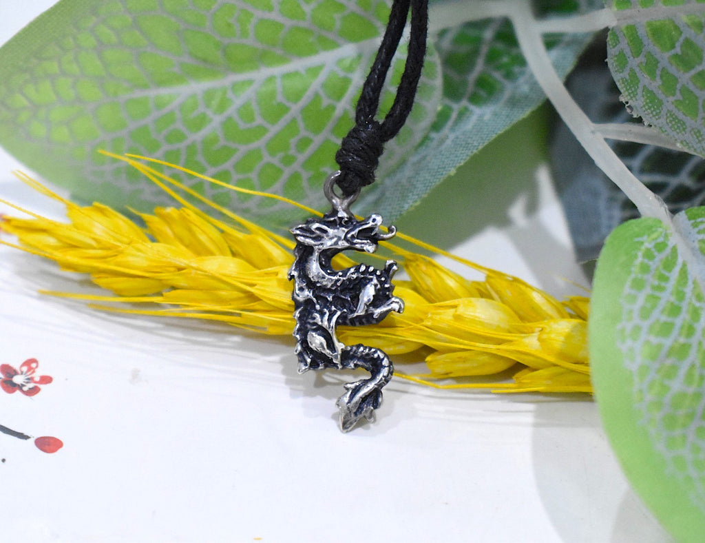 Dragon Chinese Handmade Sterling Silver Gold Brass Necklace Pendant Jewelry