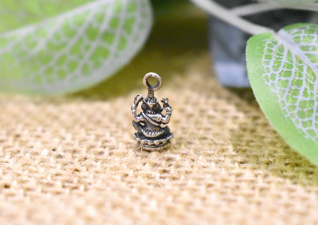 Ganesh Hindu Elephant God 92.5 Sterling Silver Brass Necklace Pendant Jewelry