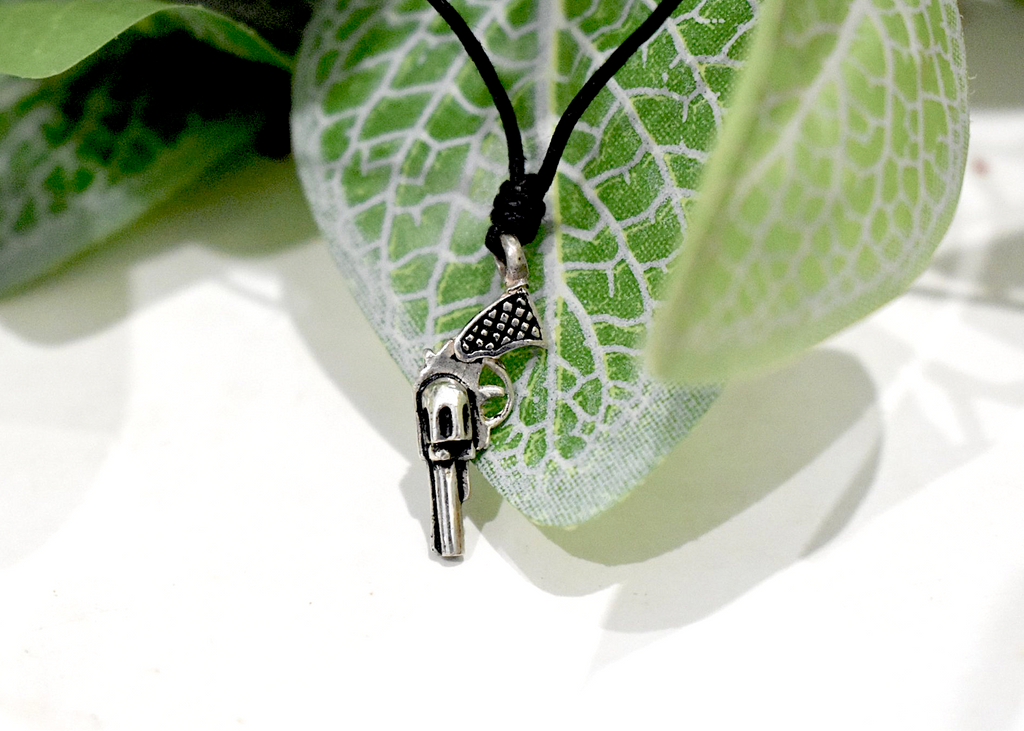 Gun Handmade 92.5 Sterling Silver Gold Brass Necklace Pendant Jewelry